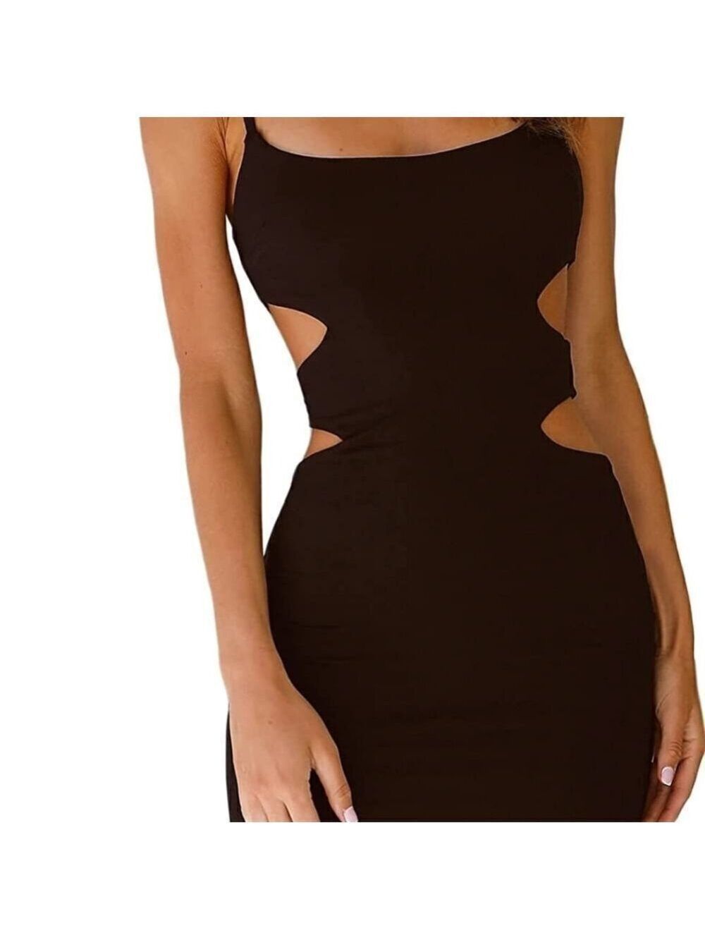 NWT Just Quella  Black Sexy Dress Spaghetti Straps Bodycon mini Dress Size 8-10